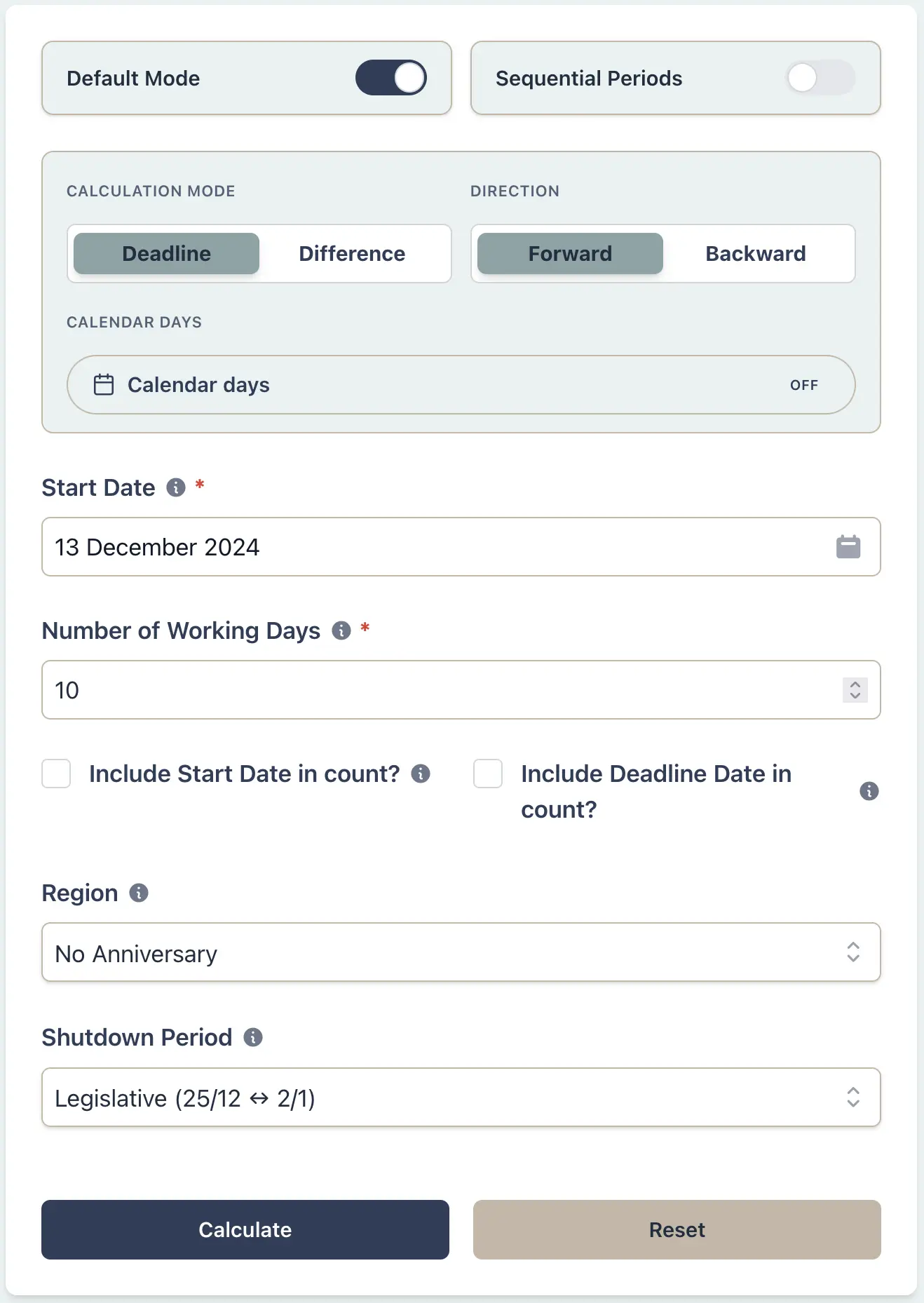 Calculator setup for real estate scenario